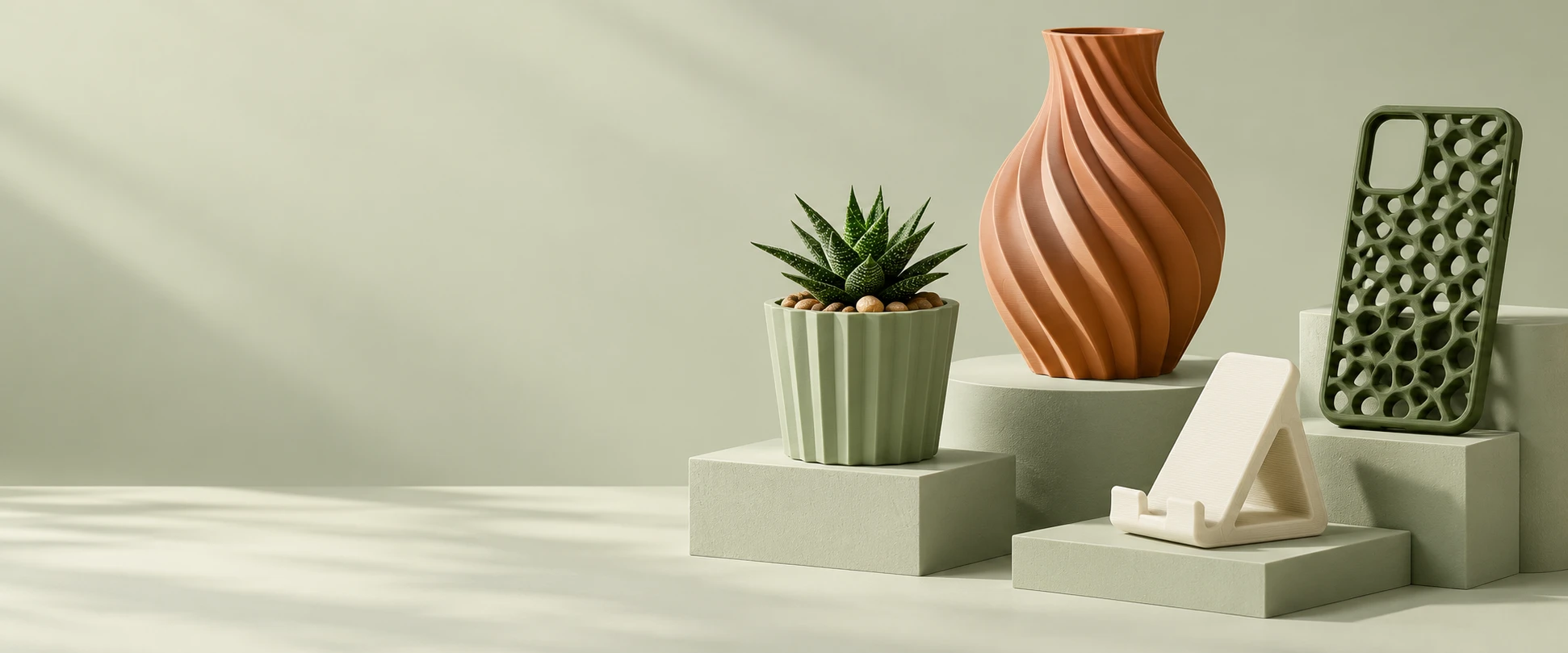 Sculptural 3D printed vase, planter, phone stand and lattice case